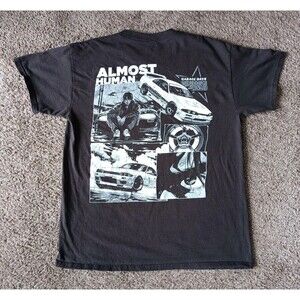 Almost Human T-Shirt Men's Large Graphic Print Manga Brown Short Sleeve